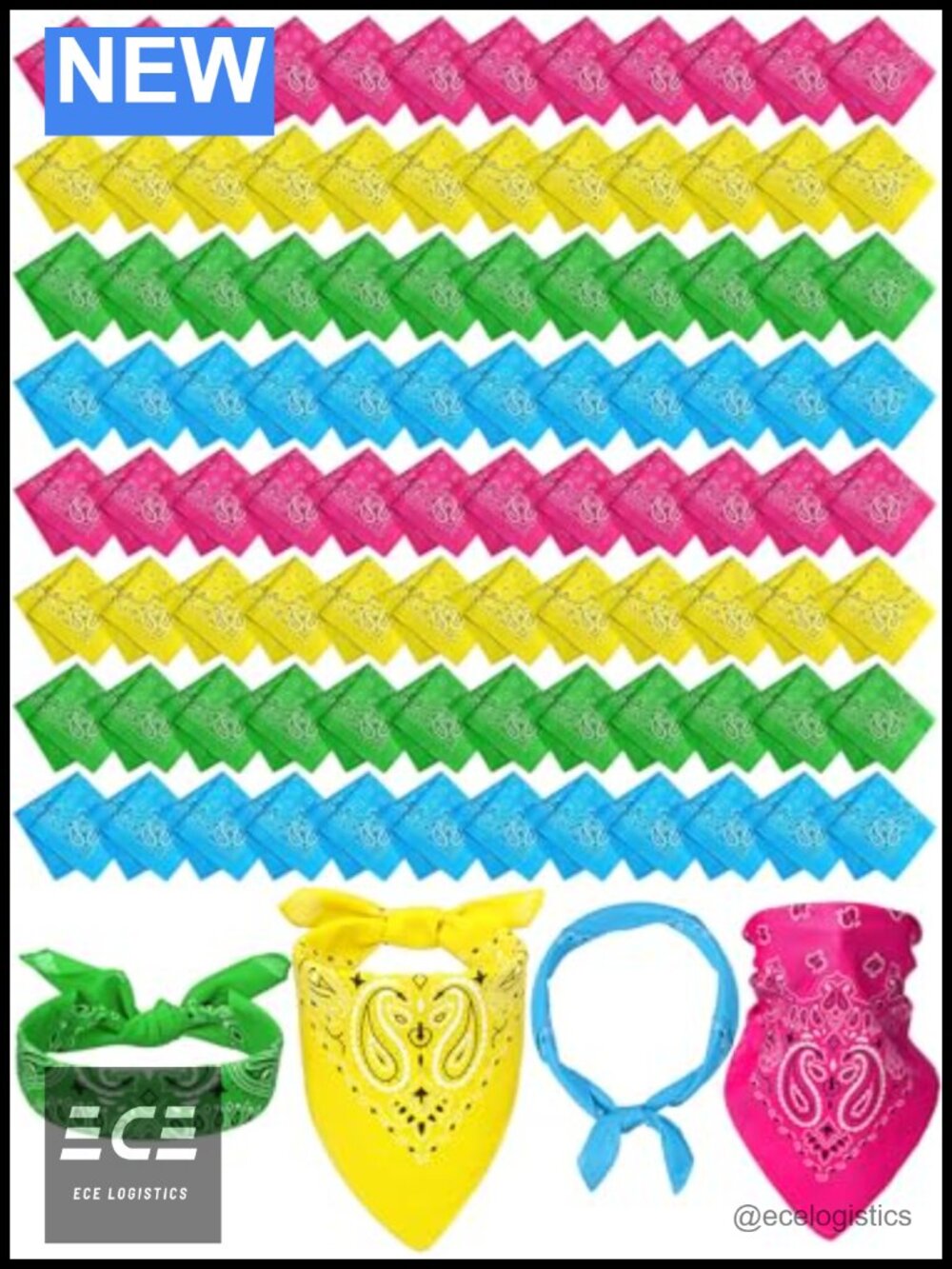 100 Pack Paisley Bandana 100% Polyester Headscarves Multifunctional Party